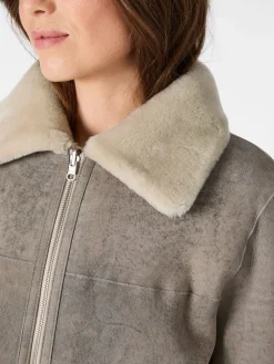 Jacken * Wunderfell Damen-Wendejacke Lammfell Hellgrau