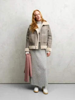 Jacken * Wunderfell Damen-Wendejacke Lammfell Hellgrau