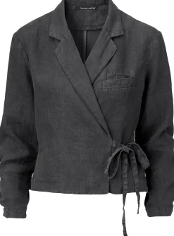 Blazer & Westen * Hannes Roether Daen-Wickelblazer kurz Anthrazit