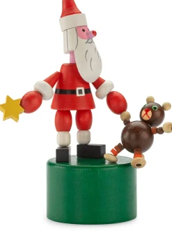 Physikalisches Spielzeug|Holzspielzeug * Detoa Albrechtice Drückfigur Weihnachtsmann mit Teddybär