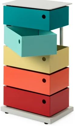 Büroschränke|Kleinmöbel * Dottus Trade Drehladen-Container Stahlblech 5-fach Polychrom Dario