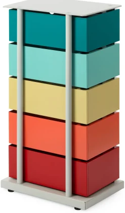 Büroschränke|Kleinmöbel * Dottus Trade Drehladen-Container Stahlblech 5-fach Polychrom Dario