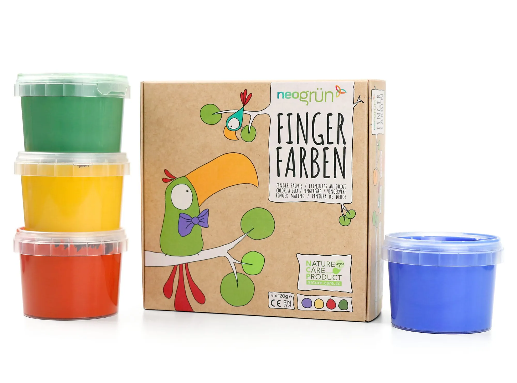 Zeichnen, Malen & Markieren|Buntstifte * Neogrün Fingerfarben 4er-Set Grundfarben