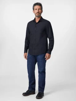Hemden * Blue de Gênes Herren-Baumwollhemd Dunkelblau