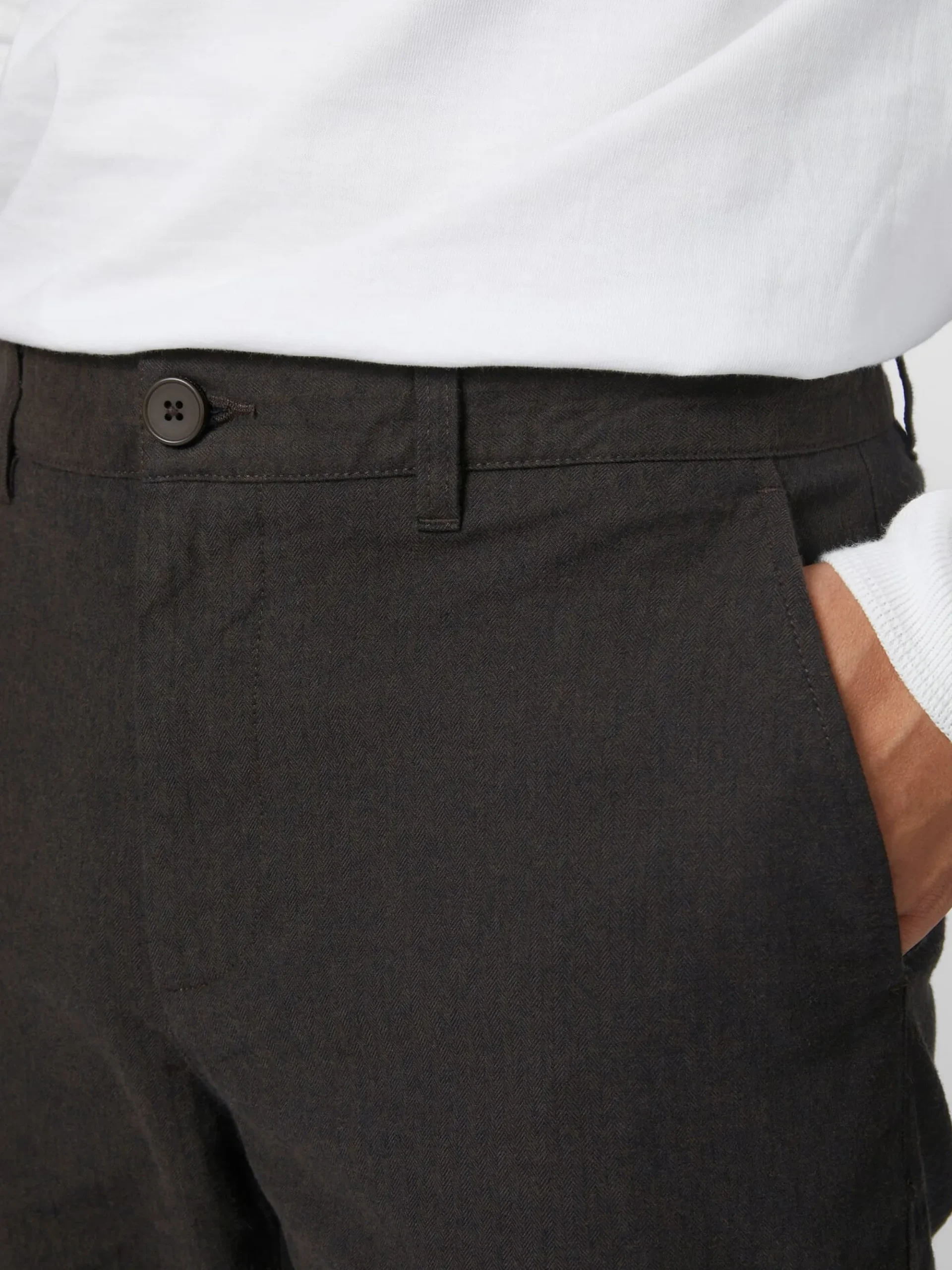 Hosen * Knowledge Cotton Apparel Herrenchino Fischgrat Braun