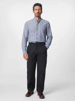 Hosen * Blue de Gênes Herrenchino mit Bundfalte Dunkelblau
