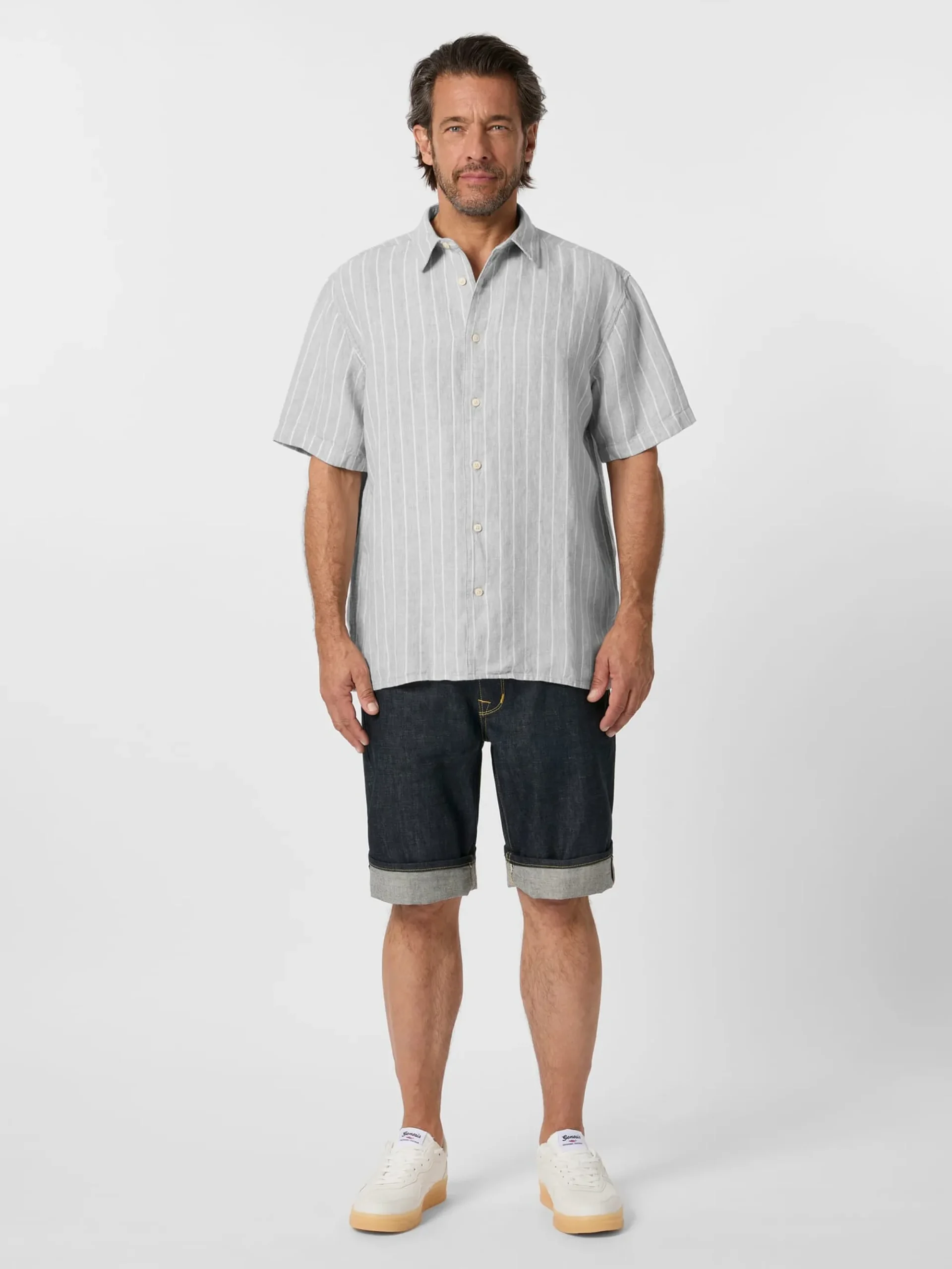 Hemden * Knowledge Cotton Apparel Herrenhed einen getreift Grau