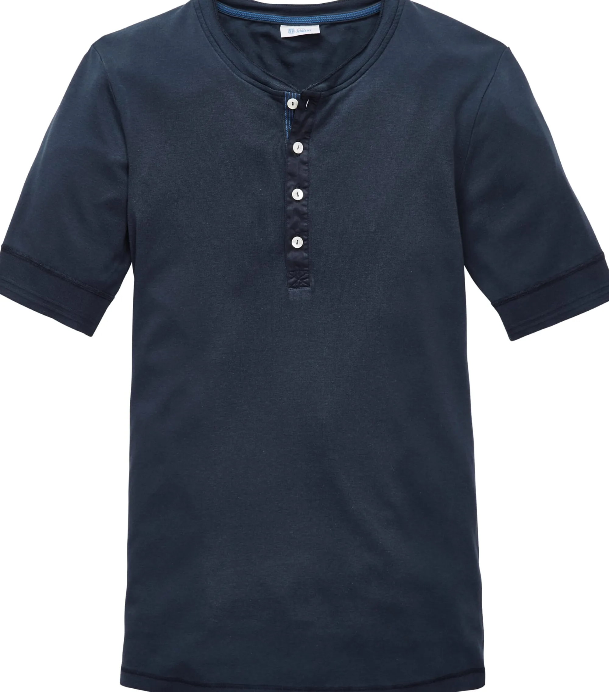 Shirts * Schiesser Herren-Henley-Shirt Halbarm Dunkelblau