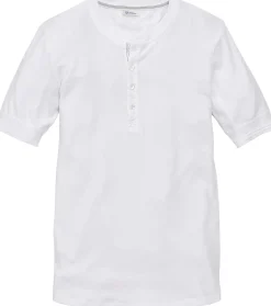 Shirts * Schiesser Herren-Henley-Shirt Halbarm Weiß