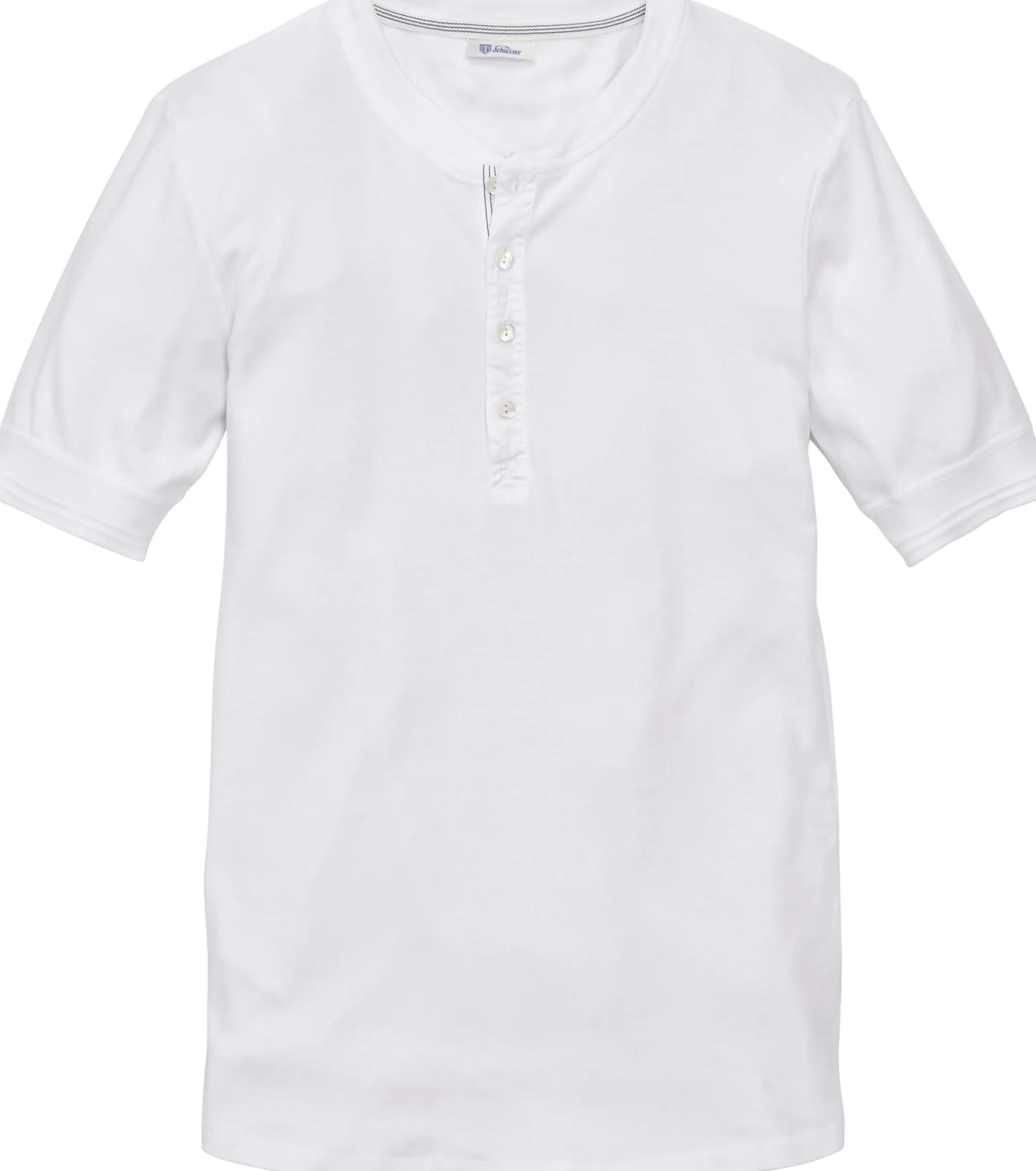 Shirts * Schiesser Herren-Henley-Shirt Halbarm Weiß
