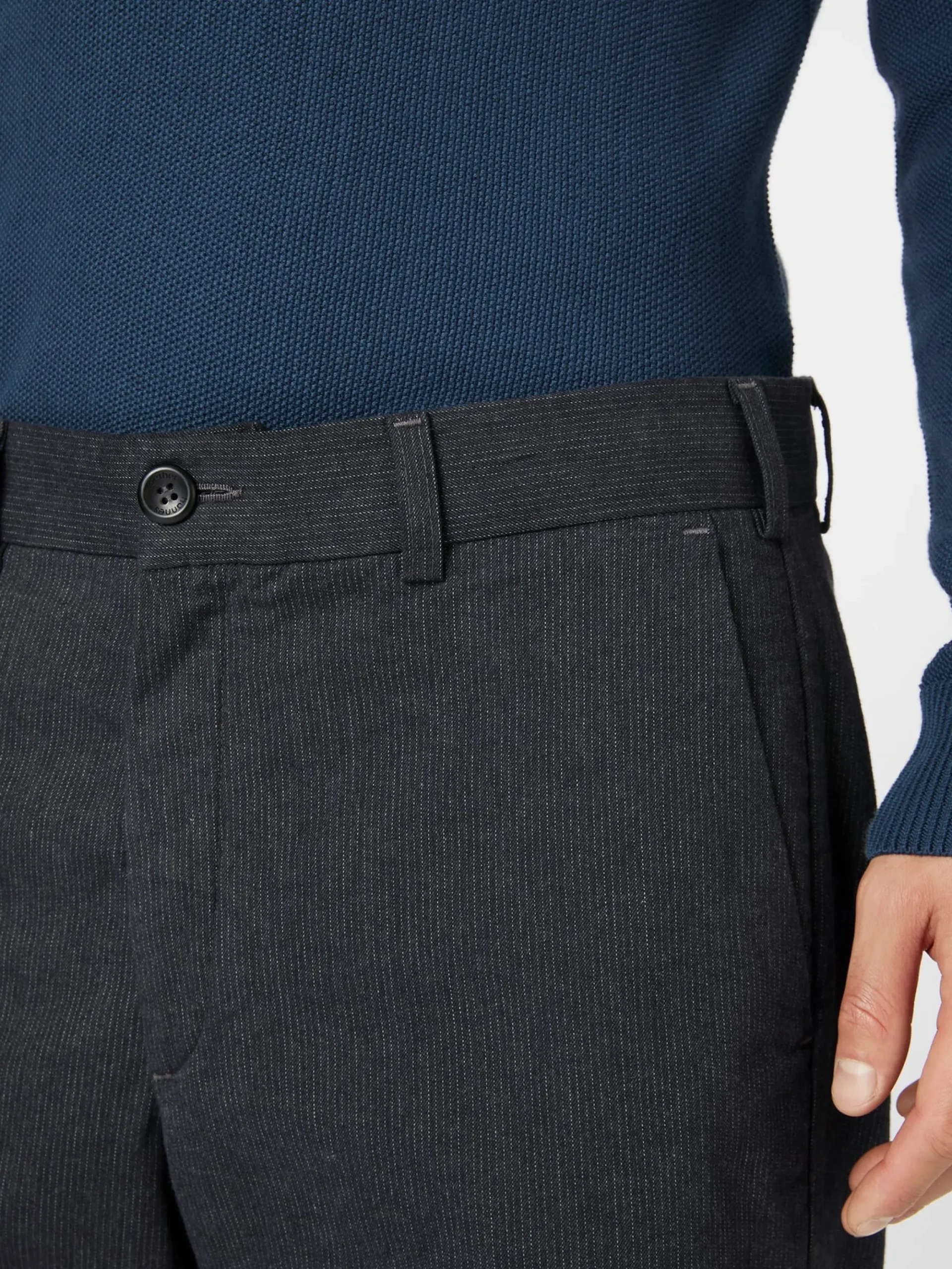 Hosen * Hannes Roether Herrenhose Strukturstreifen Anthrazit