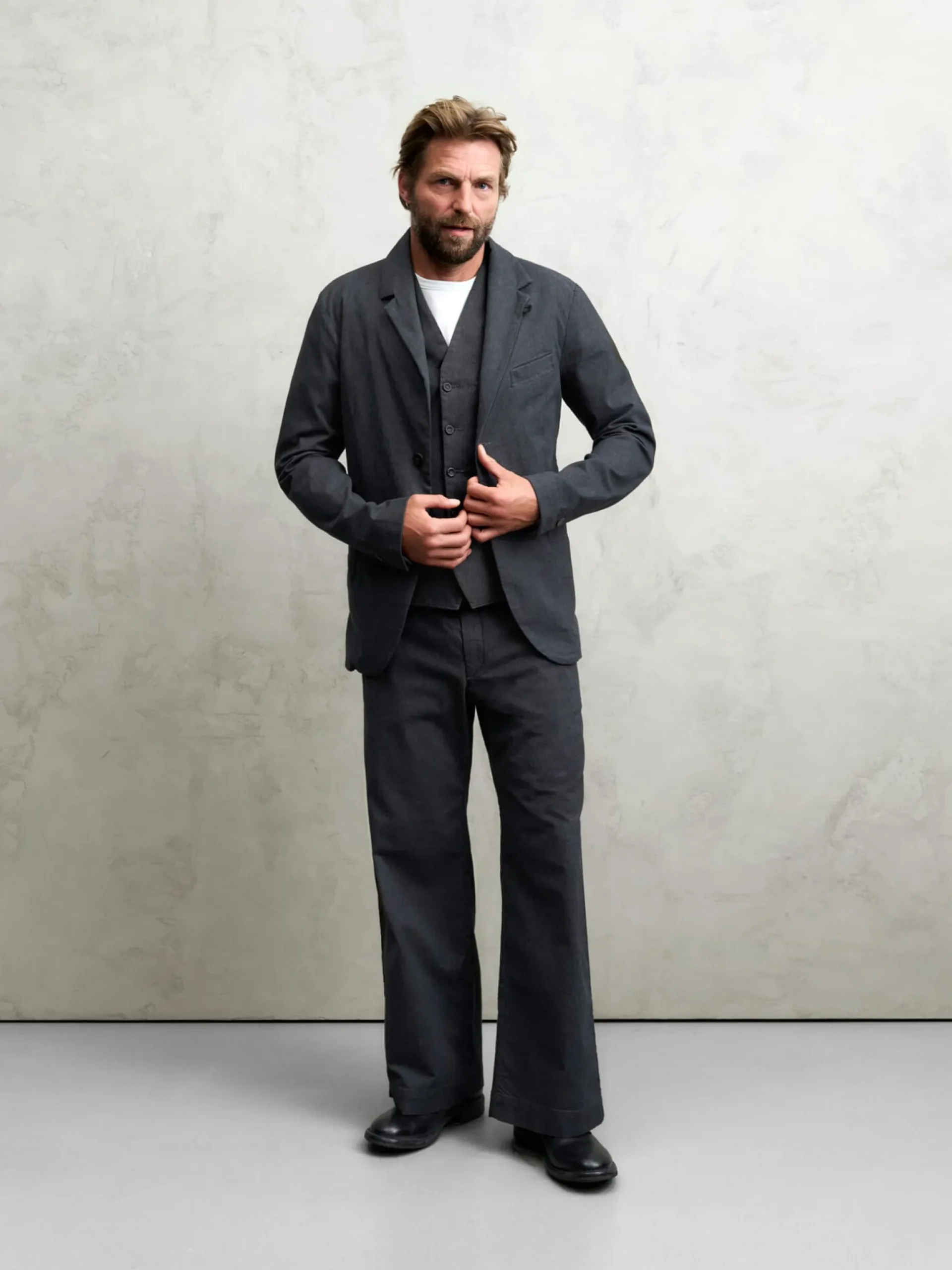 Hosen * Hannes Roether Herrenhose Strukturstreifen Anthrazit