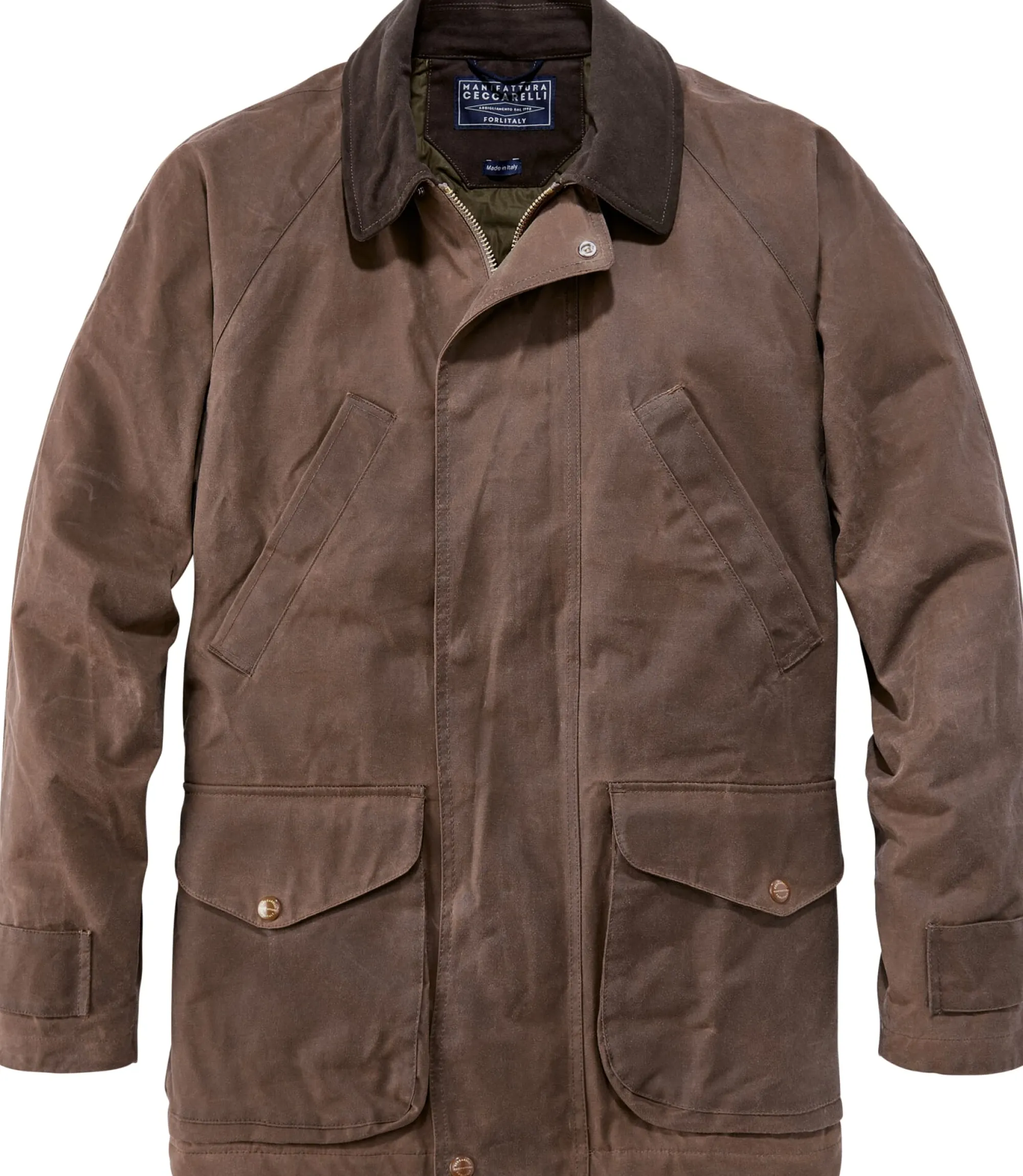 Jacken * Manifattura Ceccarelli Herrenjacke gewachst Mittelbraun