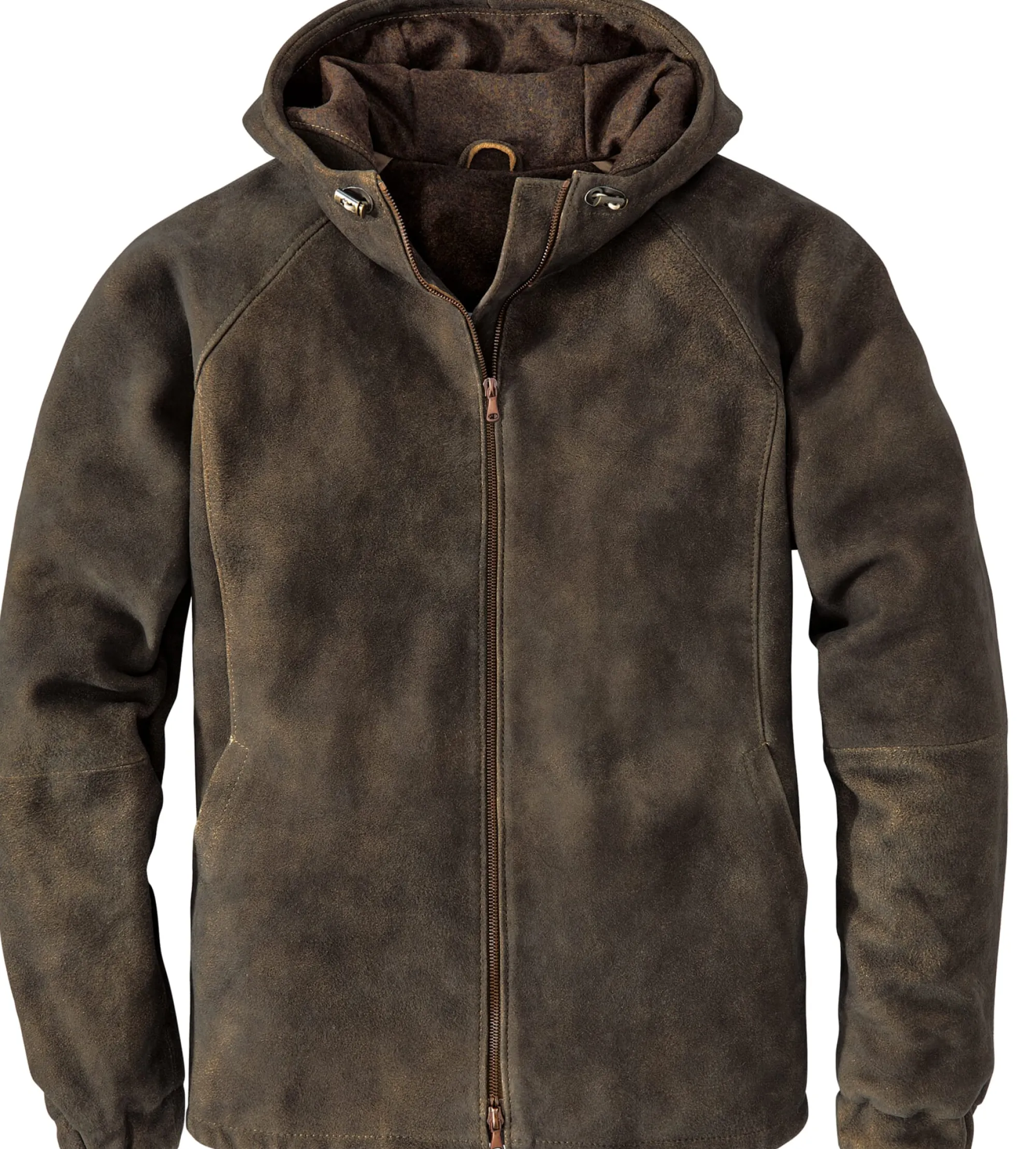 Jacken * Hack Lederware Herren-Kapuzenjacke Bockvelours Braun