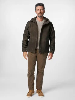 Jacken * Hack Lederware Herren-Kapuzenjacke Bockvelours Braun