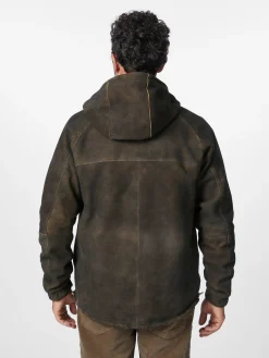 Jacken * Hack Lederware Herren-Kapuzenjacke Bockvelours Braun