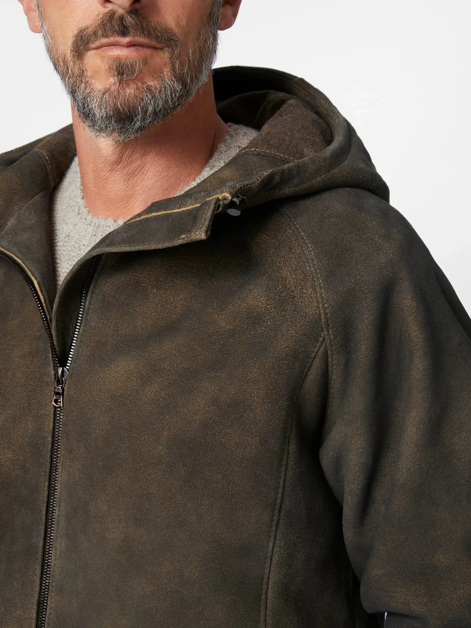 Jacken * Hack Lederware Herren-Kapuzenjacke Bockvelours Braun