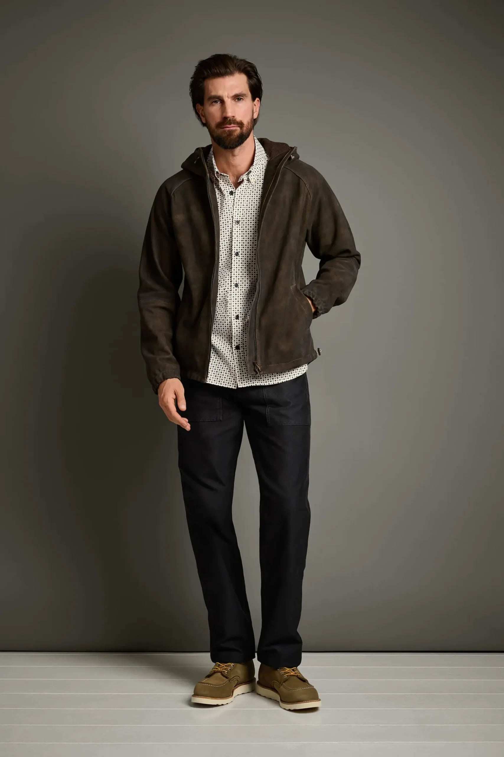 Jacken * Hack Lederware Herren-Kapuzenjacke Bockvelours Braun