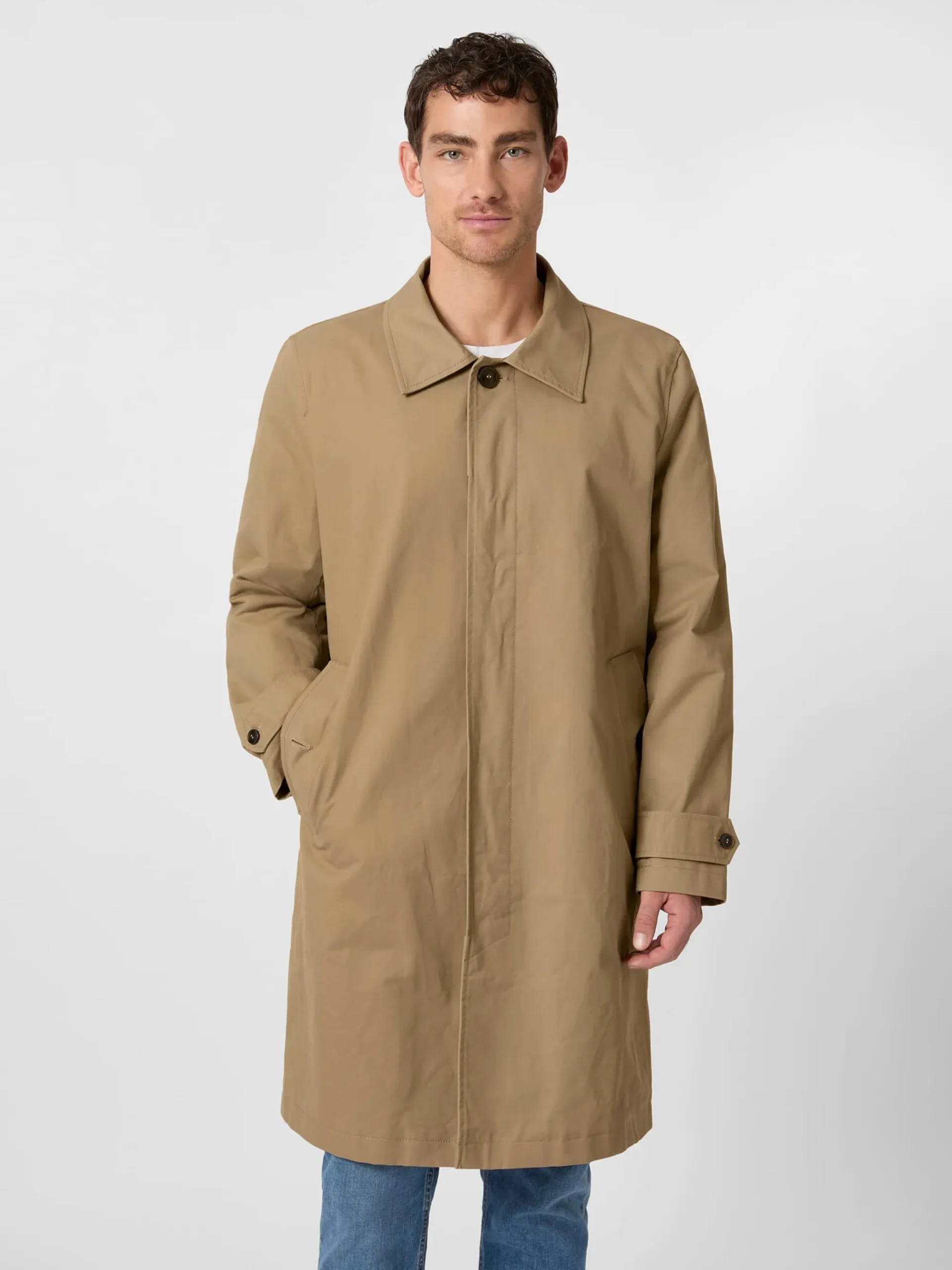 Mäntel * Blue de Gênes Herren-Kurzmantel Baumwolle Beige