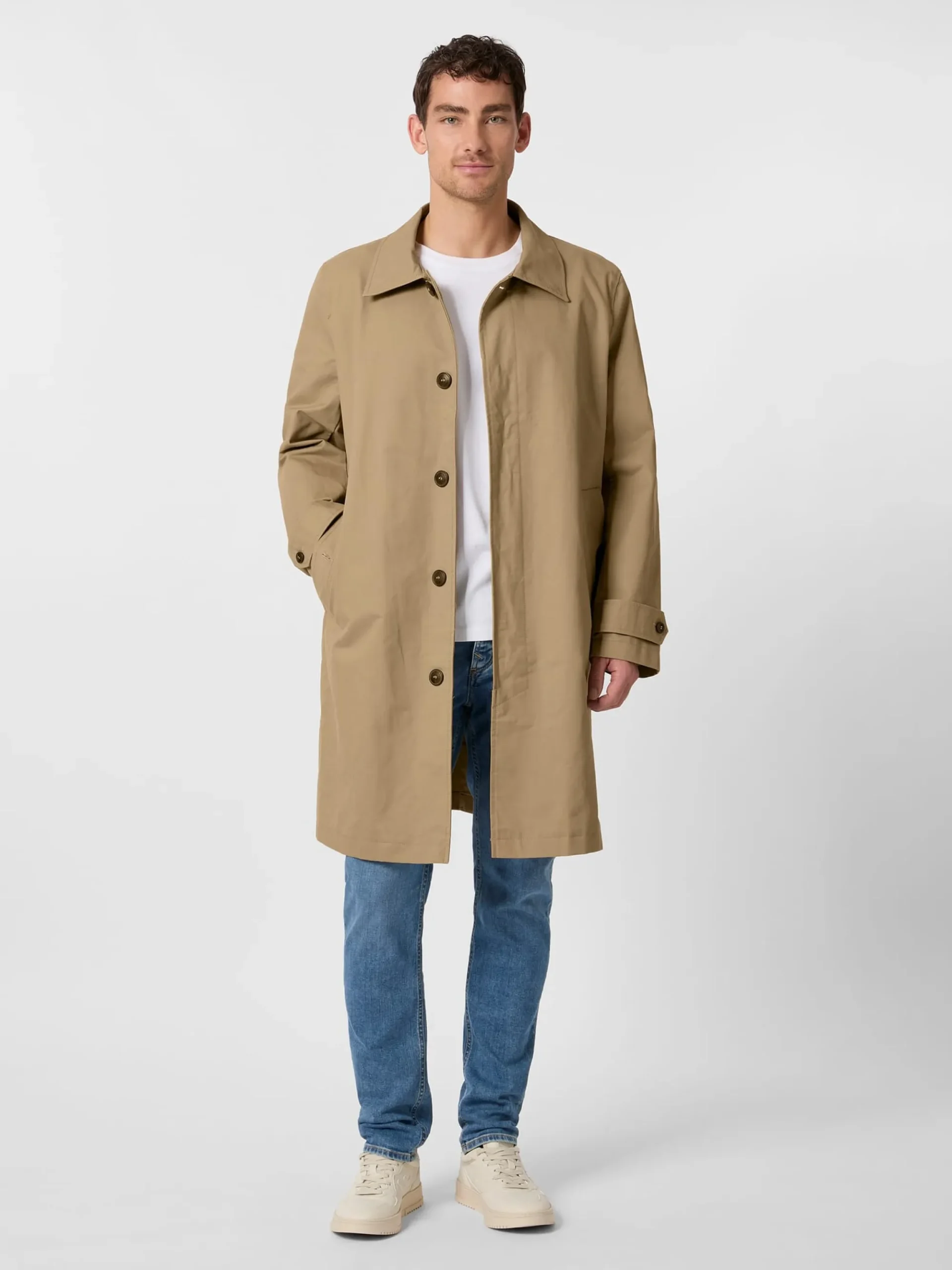 Mäntel * Blue de Gênes Herren-Kurzmantel Baumwolle Beige