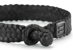 Schmuck|Schmuck * Hannes Roether Herren-Lederarband geflochten Schwarz