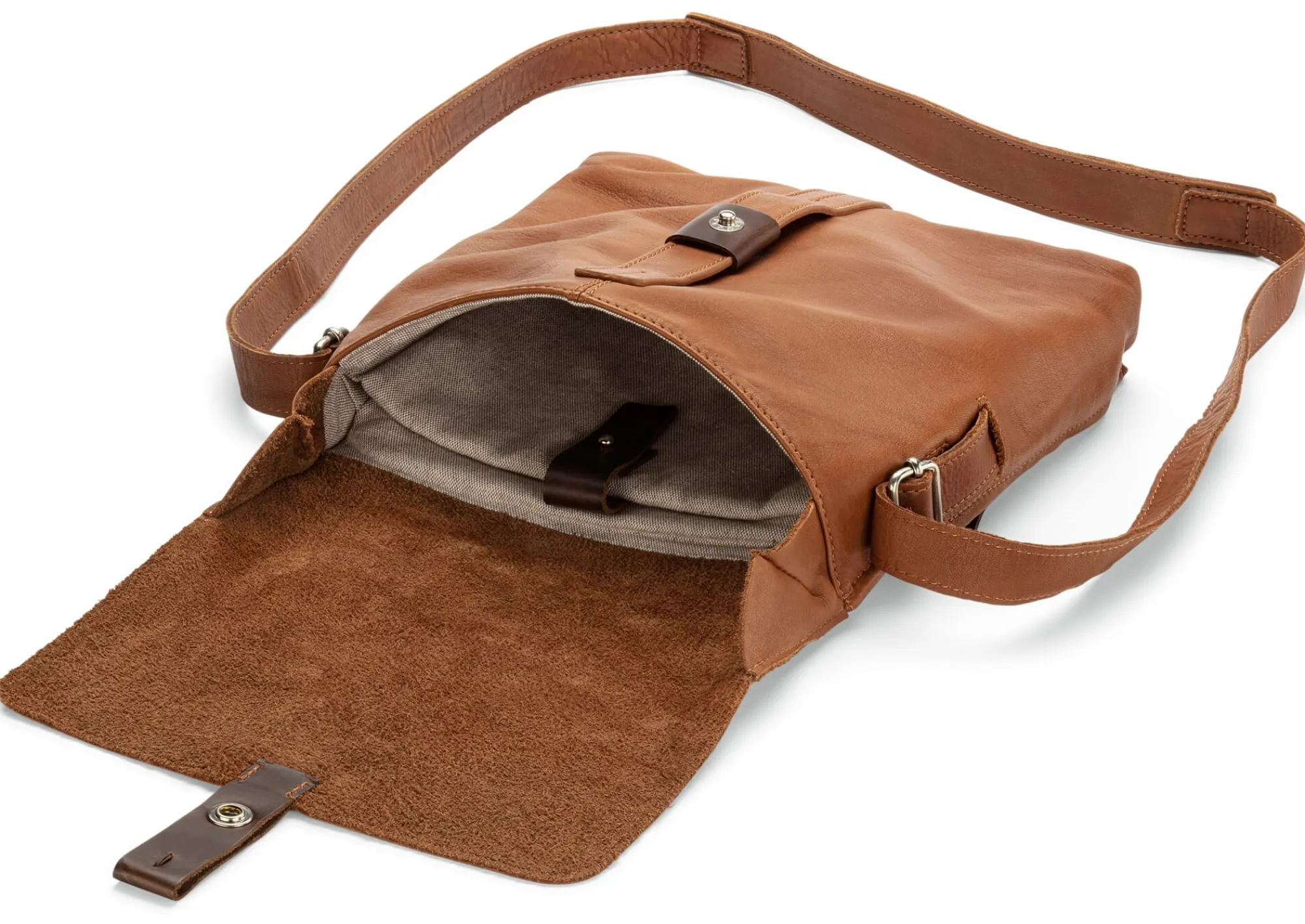 Umhänge- & Handtaschen * Harold’s Lederwaren Herren-Leder Crossbag, Cognac