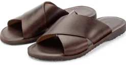 Sandalen|Hausschuhe * Werner Schuhe Herren-Lederpantolette Dunkelbraun