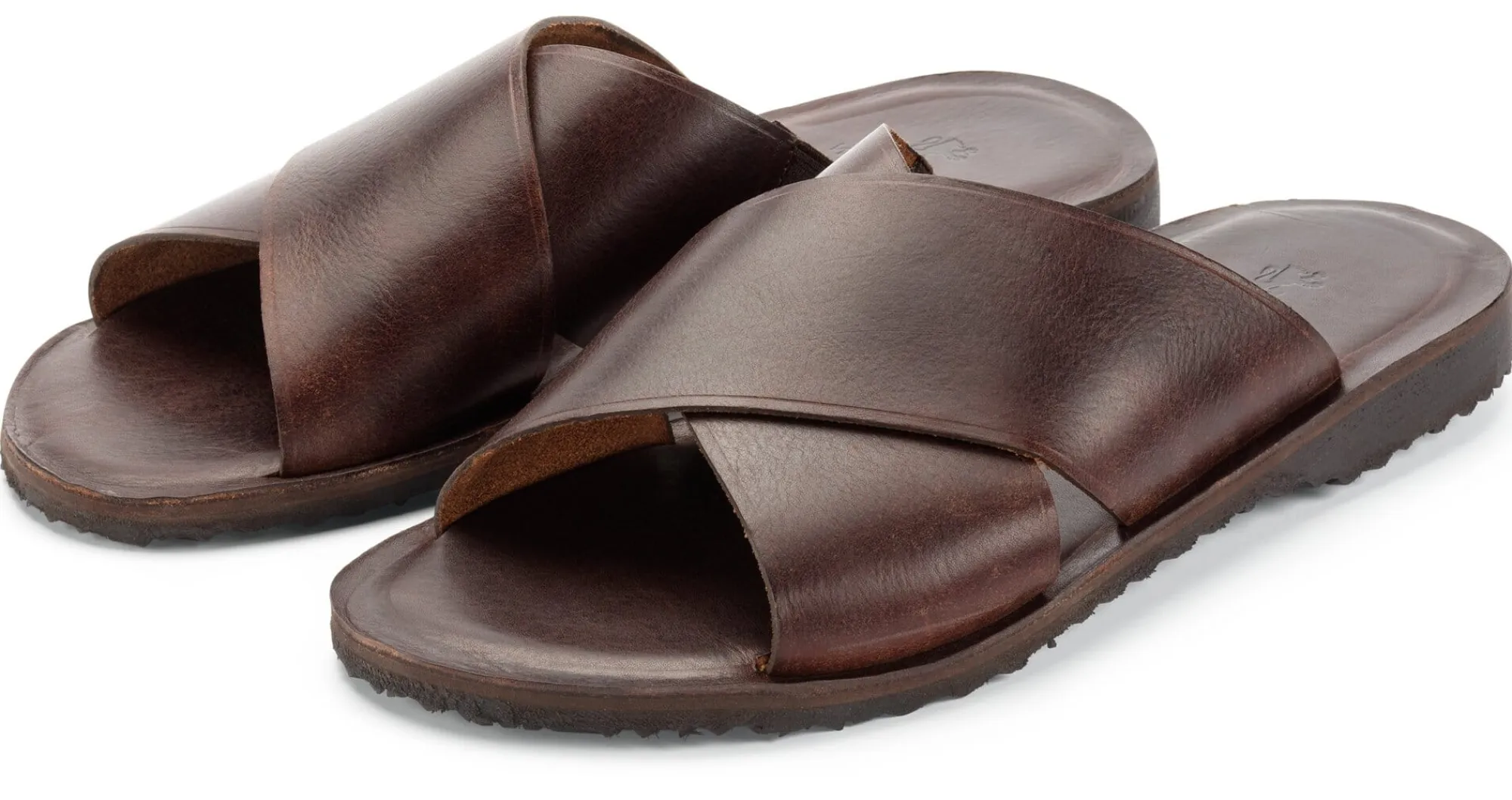 Sandalen|Hausschuhe * Werner Schuhe Herren-Lederpantolette Dunkelbraun