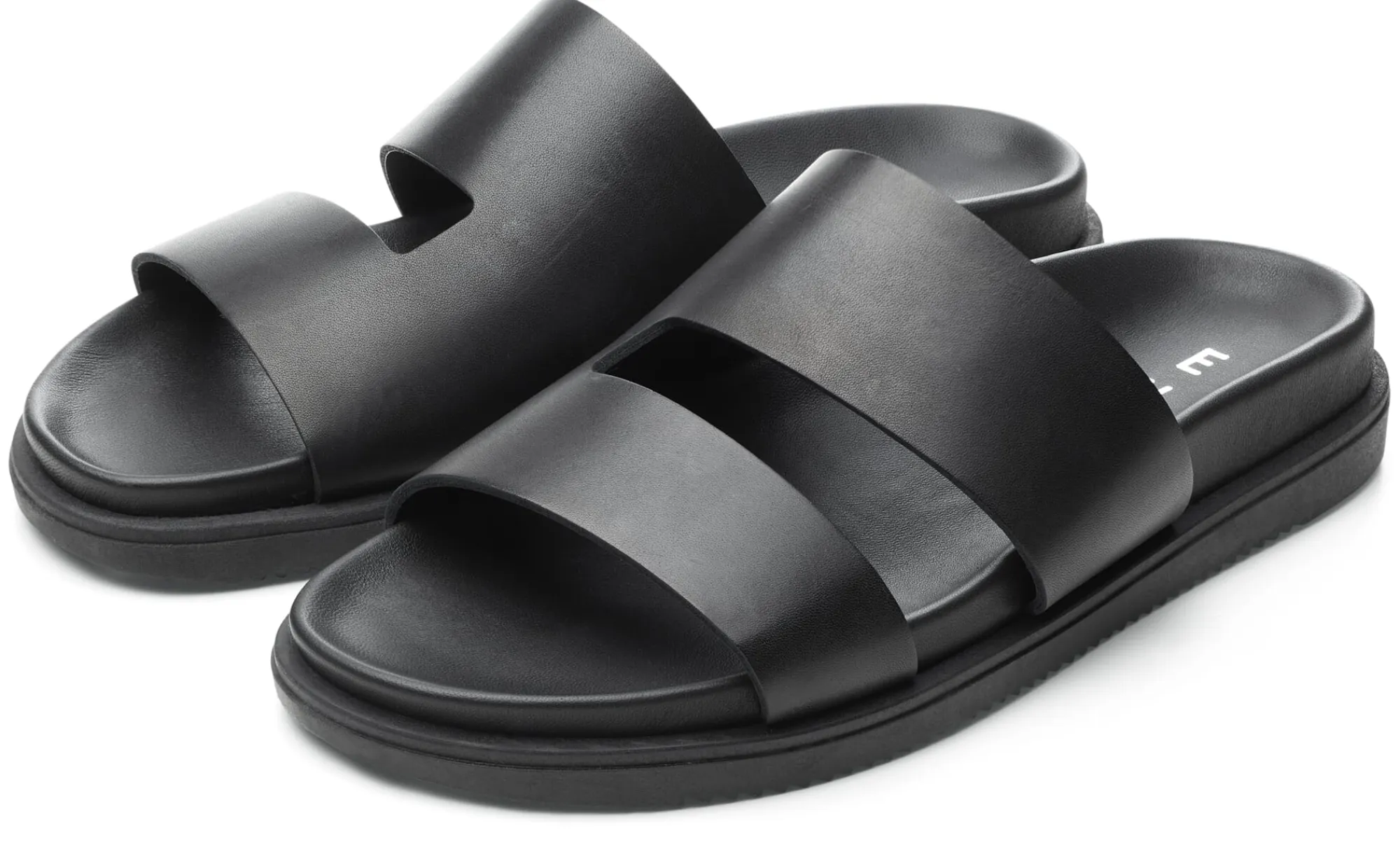 Sandalen|Hausschuhe * Ehm Herren-Lederpantolette Schwarz