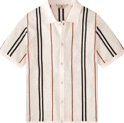 Shirts * Blue de Gênes Herren-Poohirt Knopfeite Weiß