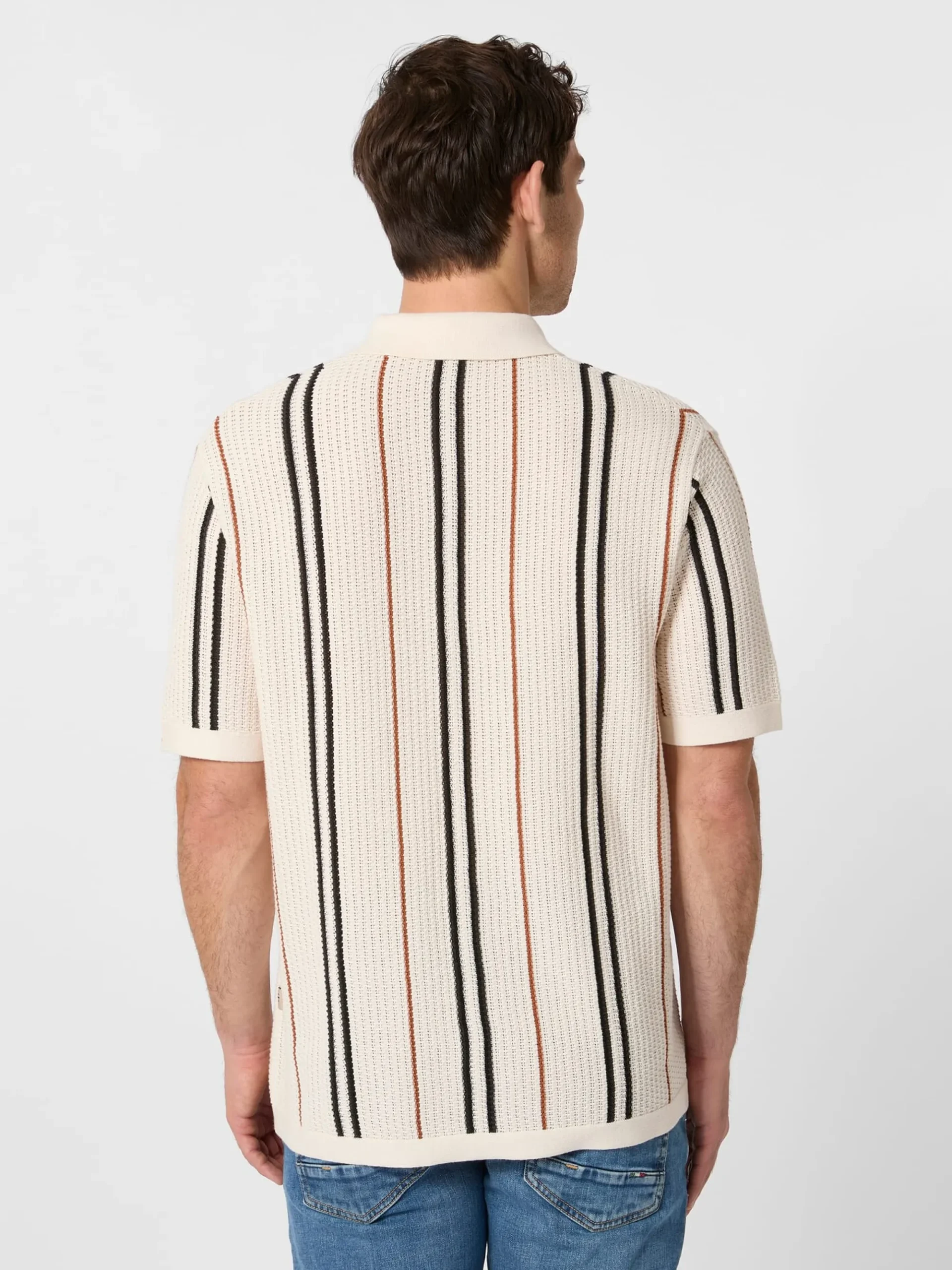 Shirts * Blue de Gênes Herren-Poohirt Knopfeite Weiß