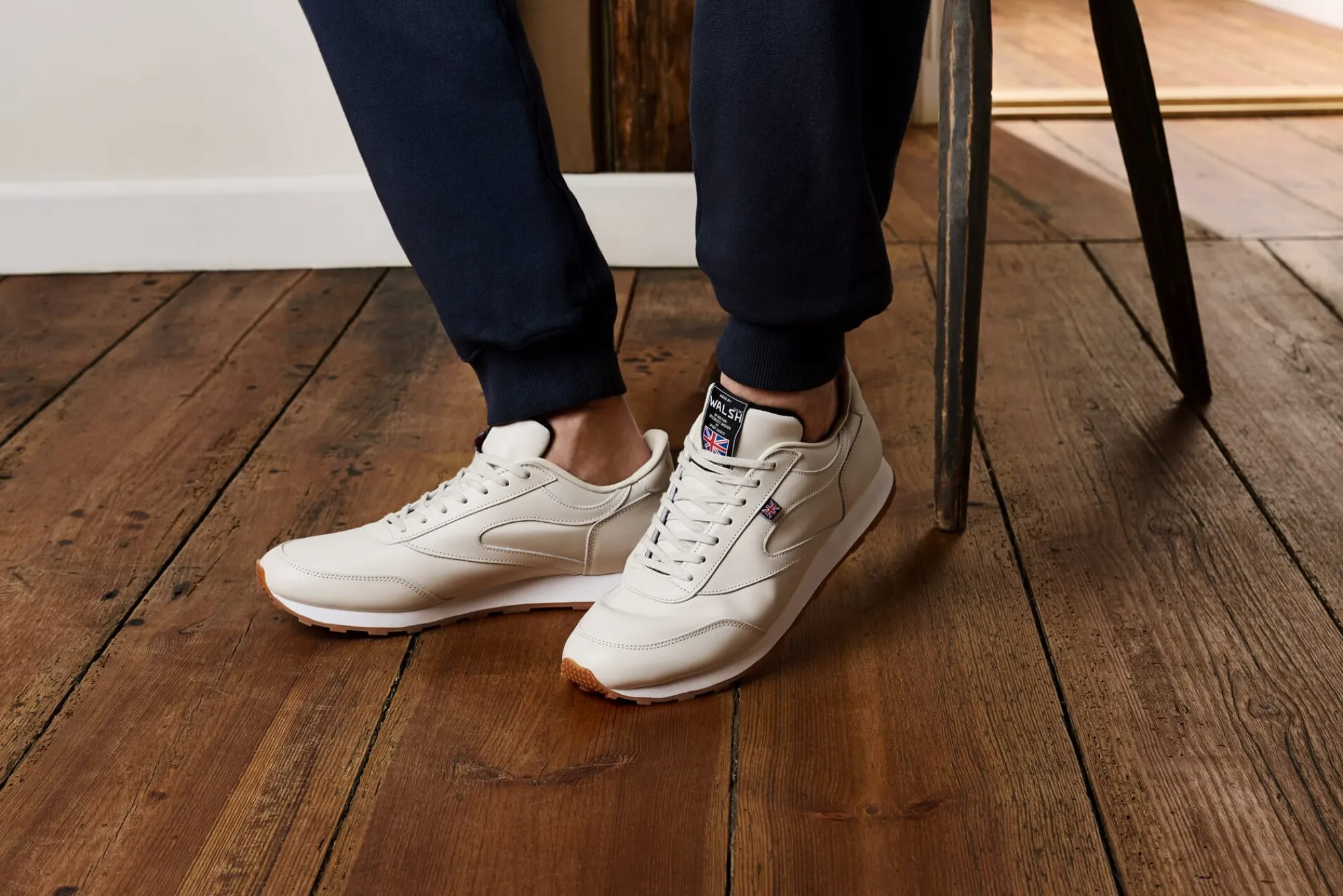 Sneaker|Freizeitschuhe * Norman Walsh Footwear Herrensneaker Glattleder Naturweiß