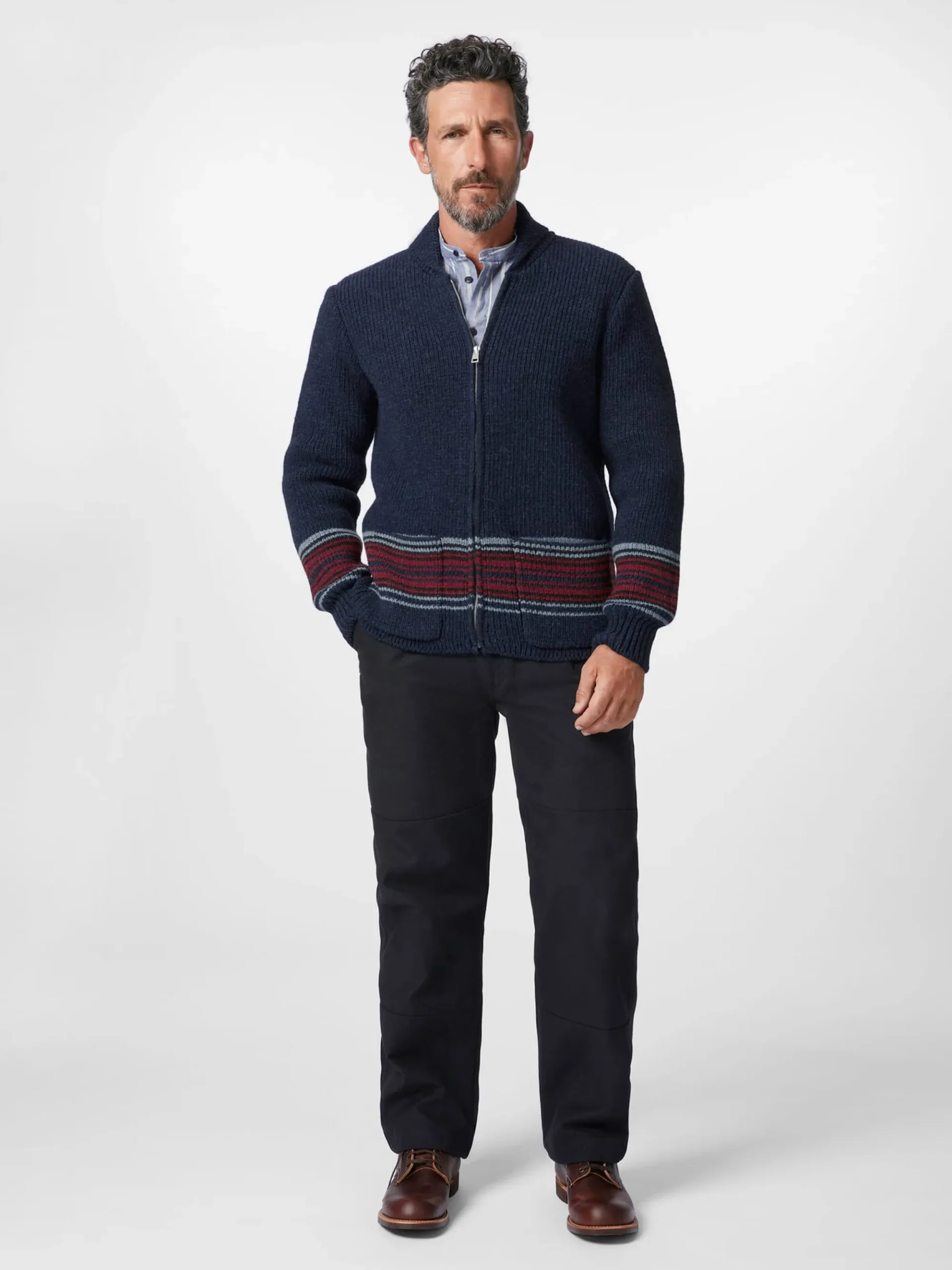 Strickjacken * Maglificio GRP Herren-trickjacke Folk Blau