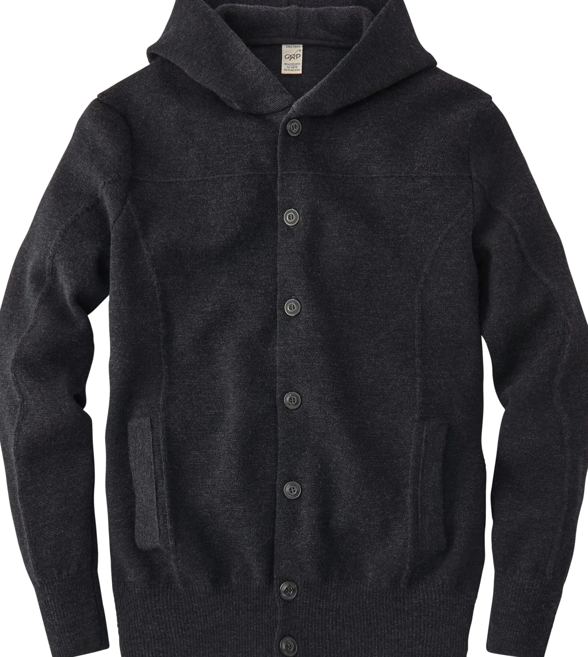 Strickjacken * Maglificio GRP Herrenstrickjacke it Kapuze Dunkelgrau
