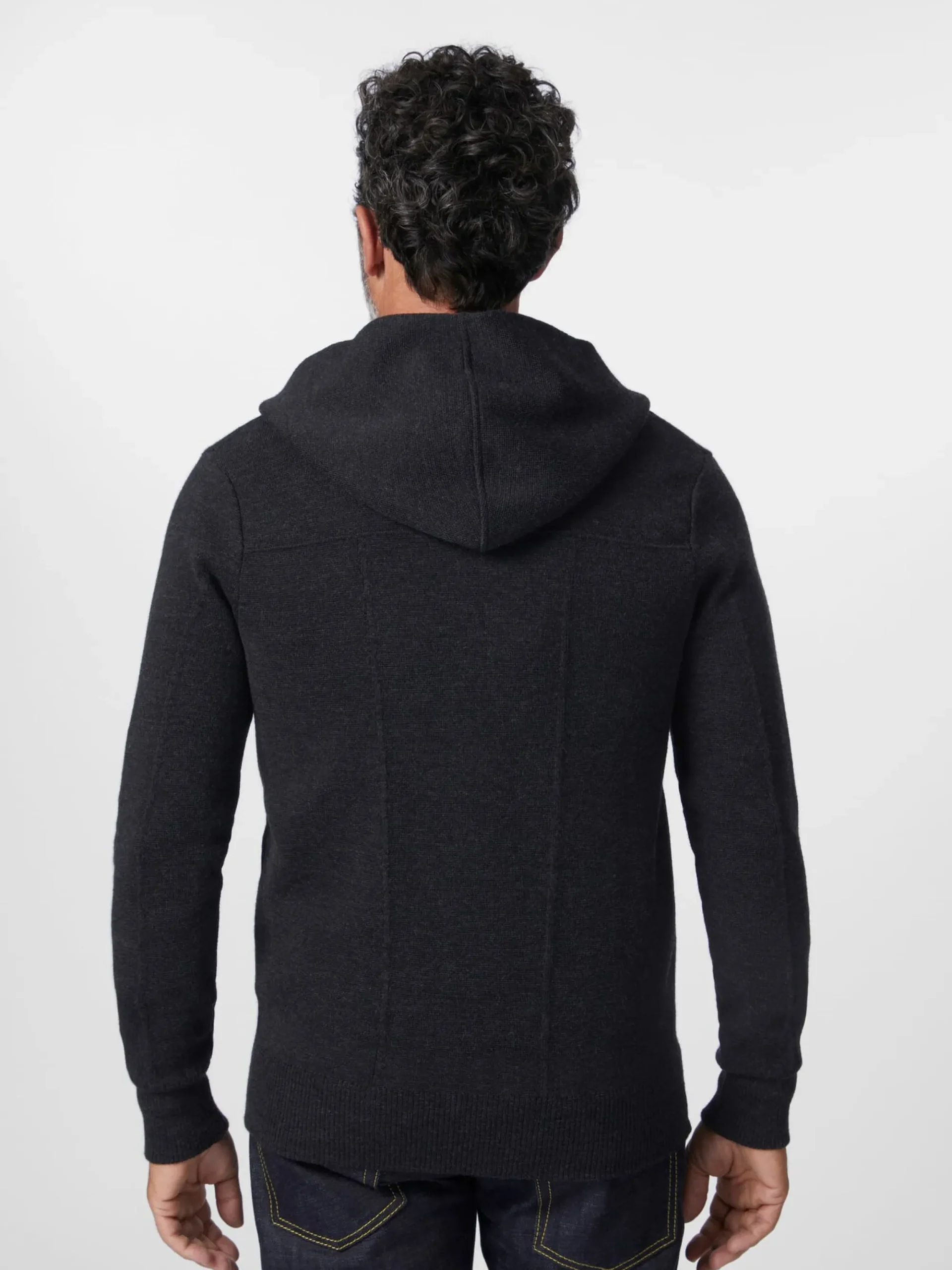 Strickjacken * Maglificio GRP Herrenstrickjacke it Kapuze Dunkelgrau