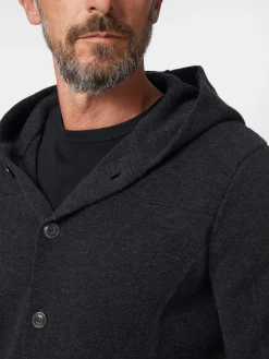 Strickjacken * Maglificio GRP Herrenstrickjacke it Kapuze Dunkelgrau