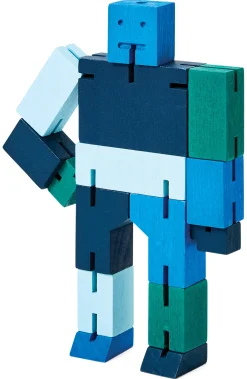 Holzspielzeug|Konstruktionsspiele * Holzfigur Cubebot Blau