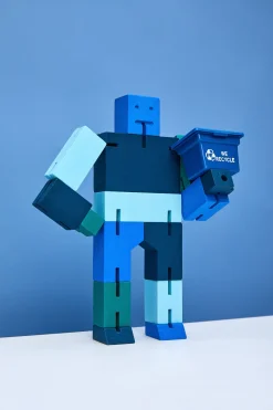 Holzspielzeug|Konstruktionsspiele * Holzfigur Cubebot Blau