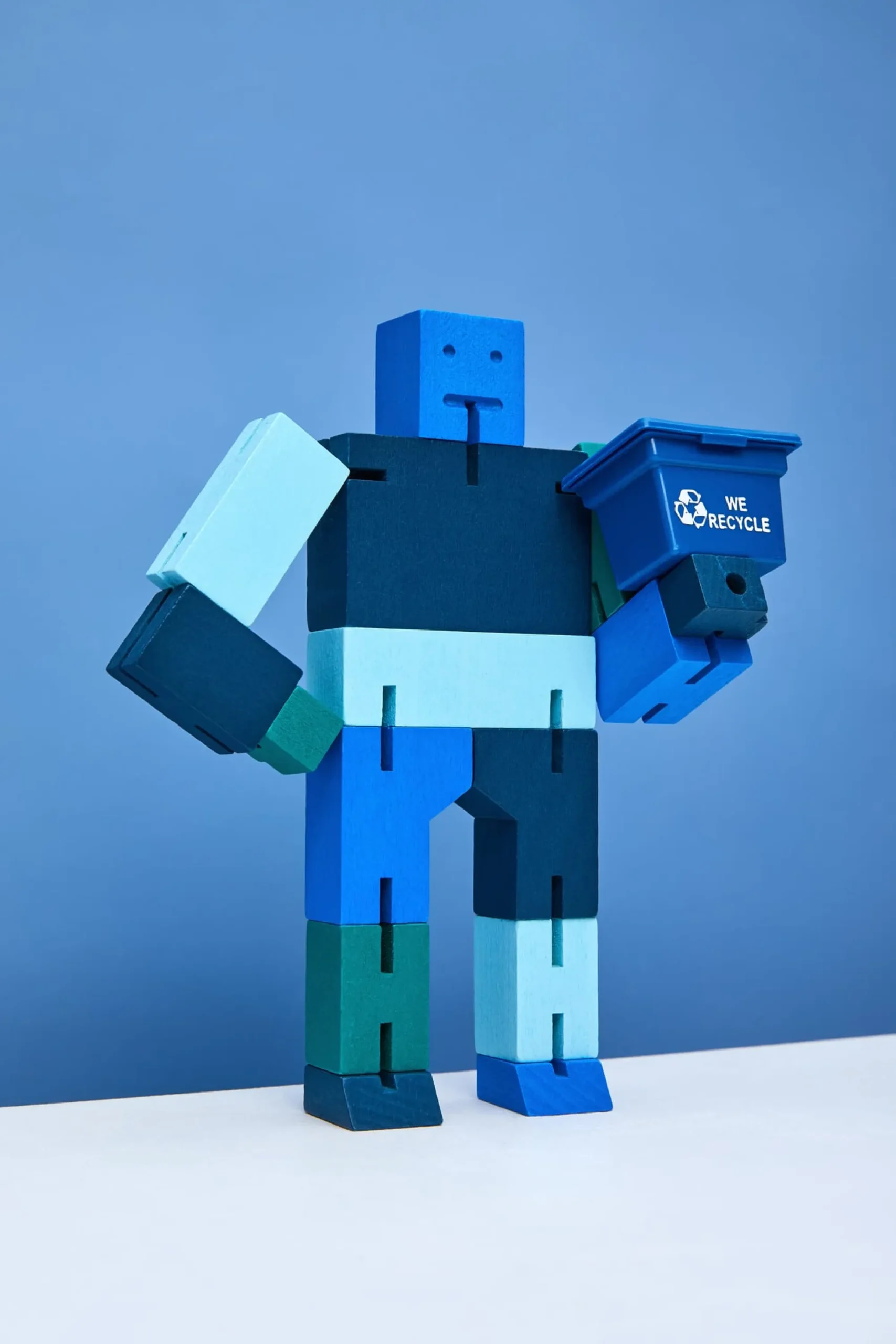 Holzspielzeug|Konstruktionsspiele * Holzfigur Cubebot Blau