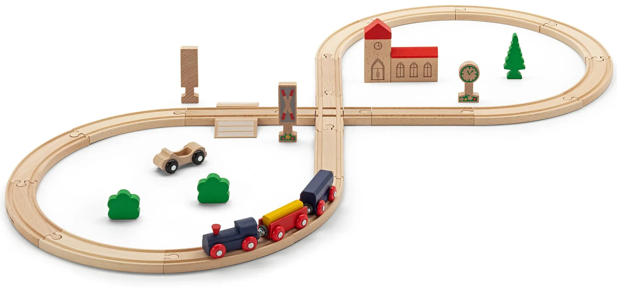 Holzspielzeug|Konstruktionsspiele * Eichhorn Holzschienenbahn
