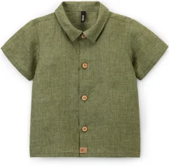Kinderbekleidung * Pure Pure Kinder-Hemd Kurzarm Leinen Oliv