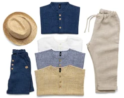 Kinderbekleidung * Pure Pure Kinder-Hemd Leinen Denimblau