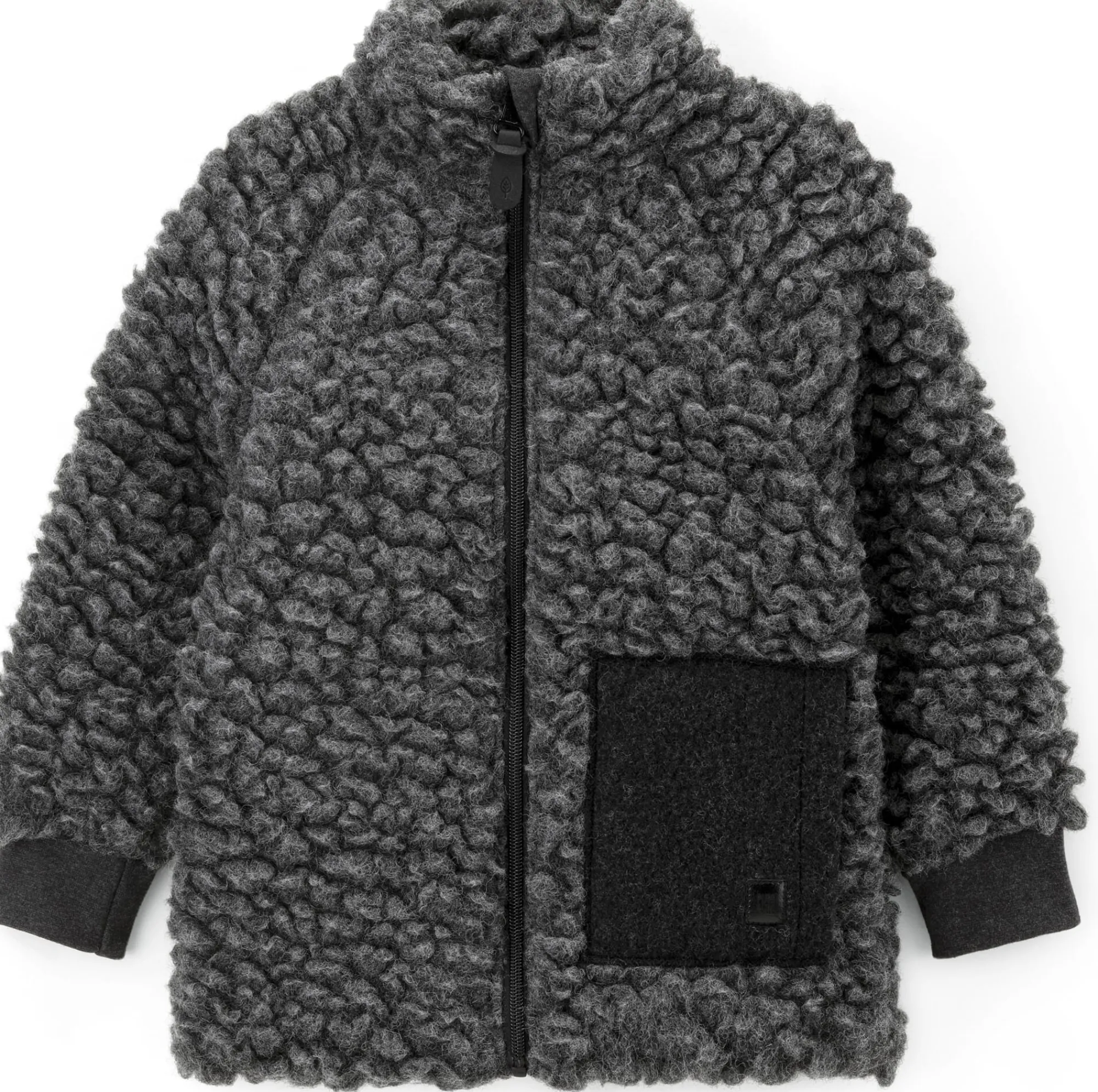 Kinderbekleidung * Pure Pure Kinder-Kragenjacke Wollplüsch Schiefergrau