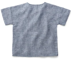 Kinderbekleidung * Pure Pure Kinder-T-Shirt Leinen gestreift Blaumelange