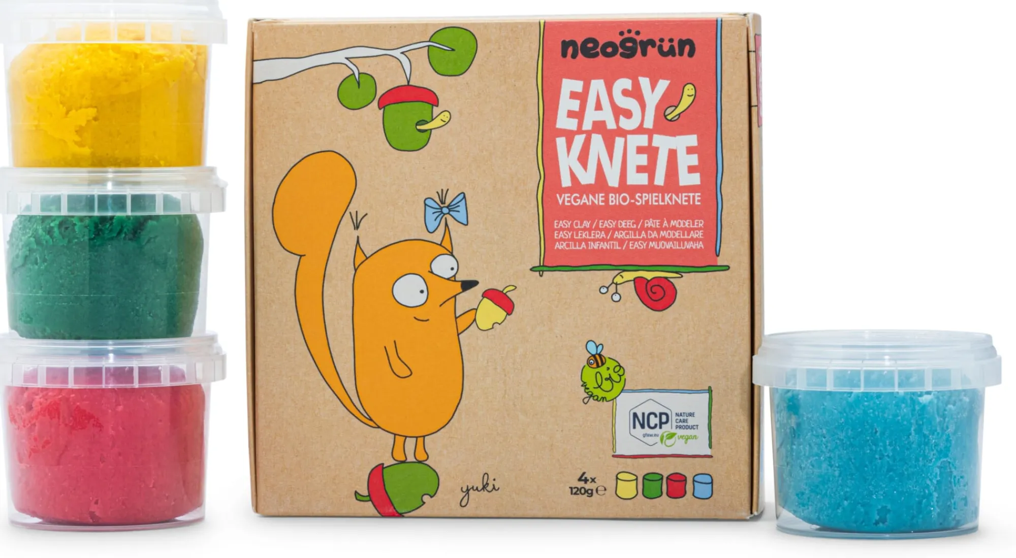 Konstruktionsspiele|Haushaltsutensilien * Neogrün Knete 4er-Set Grundfarben