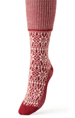 Strümpfe & Socken * Hirsch Natur Kniestrumpf Jacquard Schurwolle Rot