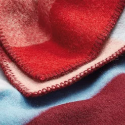 Decken * Røros Tweed Lammwolldecke Bauhausstil Rot