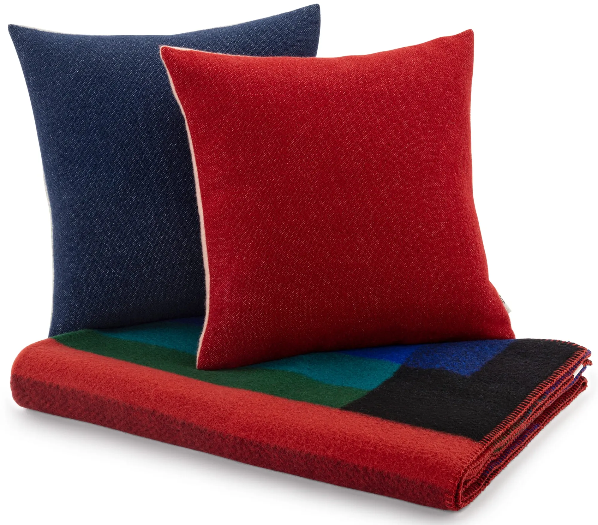Decken * Røros Tweed Lammwolldecke Bauhausstil Blau