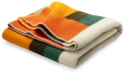 Decken * Røros Tweed Lammwolldecke Bauhausstil Orange