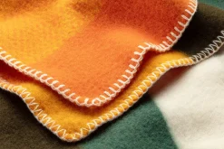 Decken * Røros Tweed Lammwolldecke Bauhausstil Orange